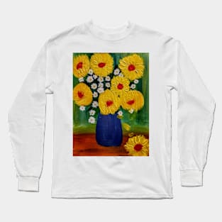 some beautiful sunflowers in a blue vase Long Sleeve T-Shirt